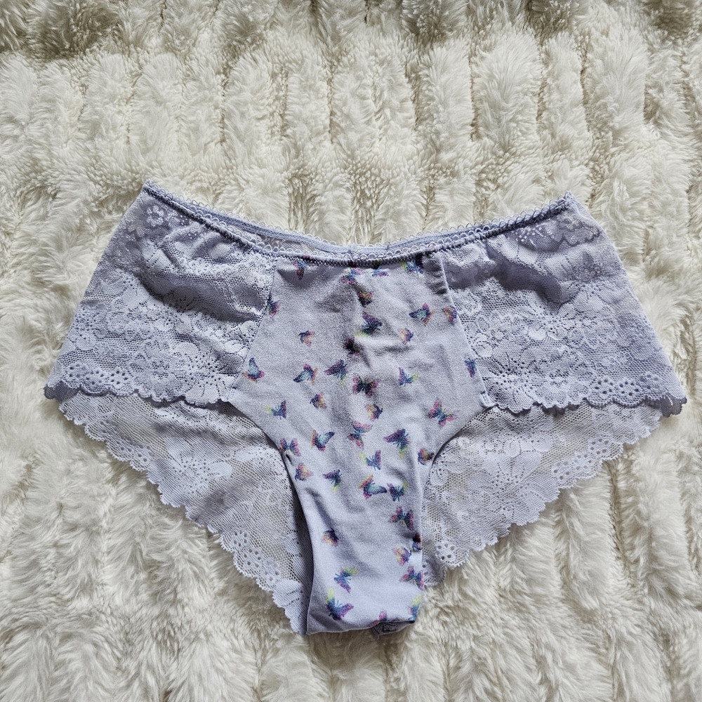 PINK Purple Butterfly Lace Seamless Cheeky Small